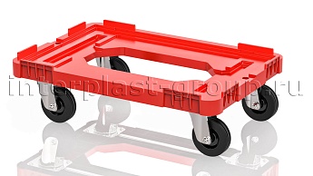 Тележка пластиковая с отверстием без тормозов усиленная красная в Севастополе