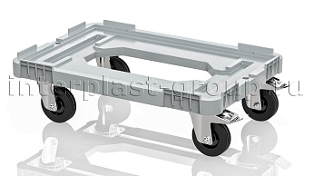 Тележка пластиковая с отверстием 2 колеса с тормозом усиленная серая в Севастополе