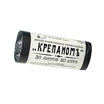 Мешки для мусора 30 л, черные, в рулоне 20 шт., ПНД, 7 мкм, 560х440 мм, Крепаномъ, 4607075710580 в Севастополе
