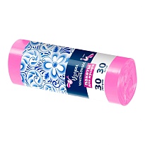 Мешки для мусора 30 л, розовые, в рулоне 30 шт., ПНД, 8 мкм, 560х480 мм, Узоры Чистоты, МУ3605 (ММЭ-30роз) в Севастополе
