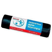 Мешки для мусора 160 л, черные, в рулоне 20 шт., ПВД, 30 мкм, 1200х870 мм, PACLAN Professional, 604082 в Севастополе