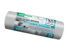 Мешки для мусора 30 л, ароматизированные, серые, в рулоне 20 шт., ПСД, 20 мкм, 600х500 мм, PREMIUM+, 3020105 в Севастополе