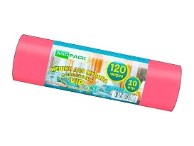 Мешки для мусора 120 л, с завязками, красные, в рулоне 10 шт., ПНД, 15 мкм, 800х750 мм, VIP, Z12010red в Севастополе