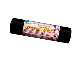 Мешки для мусора 180 л, ароматизированные, черные, в рулоне 10 шт., ПВД, 50 мкм, 1100х930 мм, EXTRA black, 18008301 в Севастополе
