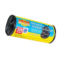 Мешки для мусора 120 л, черные, в рулоне 20 шт., ПНД, 15 мкм, 1100х700 мм, Крепак, 4607075710207 в Севастополе