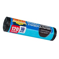 Мешки для мусора 120 л, с ушками, черные, в рулоне 10 шт., ПНД, 15 мкм, 1100х700 мм, Крепак, 4607075710474 в Севастополе