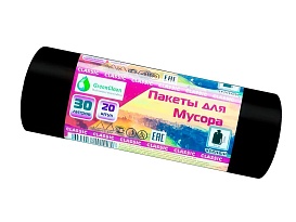 Мешки для мусора 30 л, черные, в рулоне 20 шт., ПНД, 7 мкм, 600х500 мм, MIRPACK Classik, 302040 в Севастополе