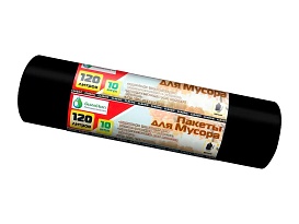 Мешки для мусора 120 л, черные, в рулоне 10 шт., ПНД, 12 мкм, 1100х700 мм, MIRPACK Classik, 1201011 в Севастополе