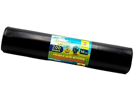 Мешки для мусора 200 л, ароматизированные, черные, в рулоне 10 шт., ПВД, 100 мкм, 1200х800 мм, Добрыня, Dob20010black в Севастополе