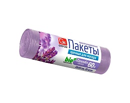 Мешки для мусора 60 л, ароматизированные, Лаванда, сиреневые, в рулоне 20 шт., ПНД, 9 мкм, 650х550 мм, GRIFON Aroma, 101-023 La в Севастополе