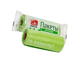 Мешки для мусора 30 л, биоразлагаемые, на втулке, зеленые, в рулоне 20 шт., ПНД, 12 мкм, 600х500 мм, GRIFON Bio, 100-031 в Севастополе