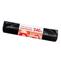 Мешки для мусора 240 л, черные, в рулоне 10 шт., ПВД 100 мкм, 1350х900 мм, Концепция Быта, 603887 в Севастополе