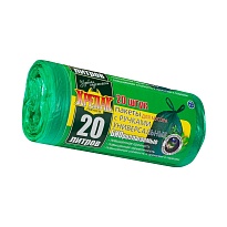 Мешки для мусора 20 л, биоразлагаемые, с ручками, черные, в рулоне 30 шт., ПНД, 10 мкм, 550х440 мм, Крепак, 4607075710047 в Севастополе