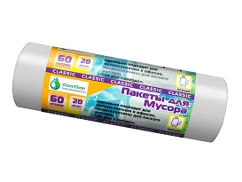 Мешки для мусора 60 л, белые, в рулоне 20 шт., ПНД, 7 мкм, 700х600 мм, MIRPACK Classik, 602052 в Севастополе