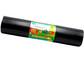 Мешки для мусора 280 л, ароматизированные, черные, в рулоне 10 шт., ПВД 110 мкм, 1400х930 мм, Добрыня, Dob28010black в Севастополе