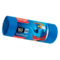 Мешки для мусора 160 л, с ушками, синие, в рулоне 10 шт., ПВД, 30 мкм, 1250х900 мм, PACLAN Multitop, 604064 в Севастополе