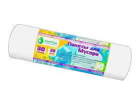 Мешки для мусора 30 л, белые, в рулоне 20 шт., ПНД, 7 мкм, 600х500 мм, MIRPACK Classik, 302042 в Севастополе