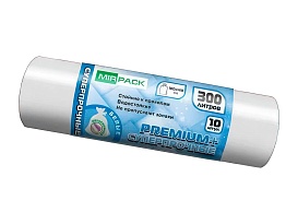 Мешки для мусора 300 л, белые, в рулоне 10 шт., ПВД 70 мкм, 1400х1000 мм, PREMIUM+, 300101602 в Севастополе