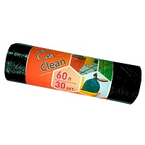 Мешки для мусора 60 л, черные, в рулоне 30 шт., ПНД, 6 мкм, 640х580 мм, Концепция Быта EcoClean, 603890 в Севастополе