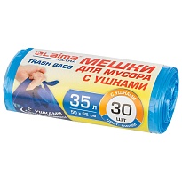 Мешки для мусора 35 л, с ушками, синие, в рулоне 30 шт., ПНД, 11 мкм, 650х500 мм, LAIMA ULTRA, 607684 в Севастополе