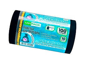 Мешки для мусора 100 л, черные, в рулоне 10 шт., ПВД, 70 мкм, 1000х600 мм, PREMIUM+, 1001076 в Севастополе