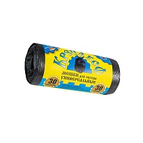 Мешки для мусора 30 л, с ушками, черные, в рулоне 30 шт., ПНД, 8 мкм, 580х460 мм, Крепакоф, 4607075710238 в Севастополе