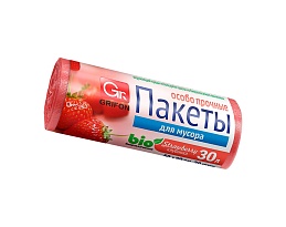 Мешки для мусора 30 л, ароматизированные, Клубника, красные, в рулоне 20 шт., ПНД, 9 мкм, 560х530 мм, GRIFON Aroma, 101-020 K в Севастополе