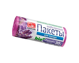 Мешки для мусора 30 л, ароматизированные, Лаванда, сиреневые, в рулоне 20 шт., ПНД, 9 мкм, 560х530 мм, GRIFON Aroma, 101-020 La в Севастополе
