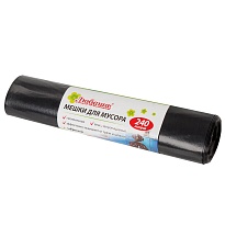 Мешки для мусора 240 л, черные, в рулоне 5 шт., ПВД 30 мкм, 1300х900 мм, Любаша, 605338 в Севастополе