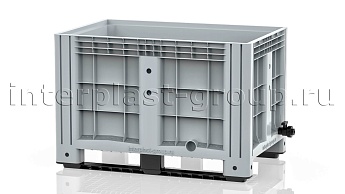 Контейнер iBox сплошной на полозьях с краном серый в Севастополе