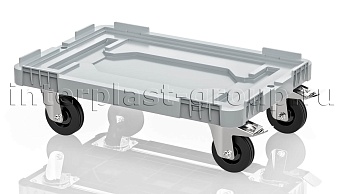 Тележка пластиковая сплошная 2 колеса с тормозом усиленная серая в Севастополе