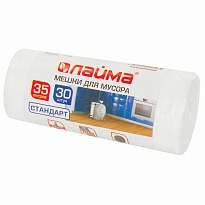 Мешки для мусора 35 л, белые, в рулоне 30 шт., ПНД, 6 мкм, 550х480 мм, LAIMA, 605538 в Севастополе