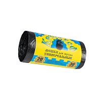 Мешки для мусора 20 л, с ушками, черные, в рулоне 30 шт., ПНД, 10 мкм, 550х440 мм, Крепакоф, 4607075710221 в Севастополе
