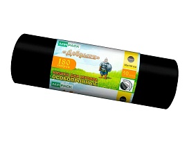 Мешки для мусора 180 л, ароматизированные, черные, в рулоне 10 шт., ПВД, 100 мкм, 1100х930 мм, Добрыня, Dob18010black в Севастополе