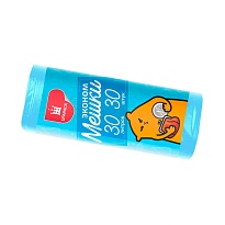 Мешки для мусора 30 л, синие, в рулоне 30 шт., ПНД, 5 мкм, 560х480 мм, Эконом, МЭ3841 (ПМ-30-30) в Севастополе